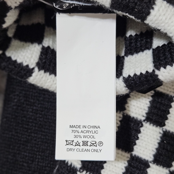 Kate Spade Mittens Black White Wool Blend Taxi Checkerboard Preppy Streetwear - Picture 3 of 3